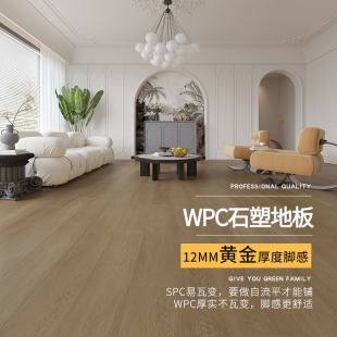 龙叶HSS 01原木风室内家用新型防水SPC石晶WPC石塑木地板锁扣12mm