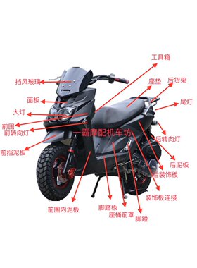 绿的BWS-3摩托车外壳配件BWS十代路虎八代 六代前围面板转向大灯