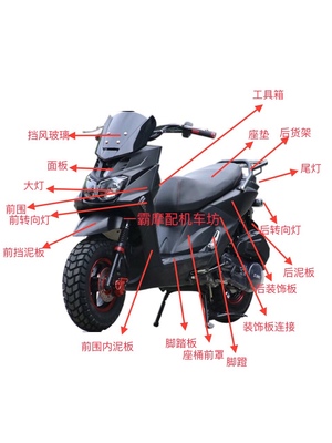 绿的BWS-3摩托车外壳配件BWS十代路虎八代 六代前围面板转向大灯