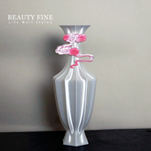 花器 情绪稳定新中式 高级轻奢客厅摆件 3D打印银竹花瓶 柏斐家饰