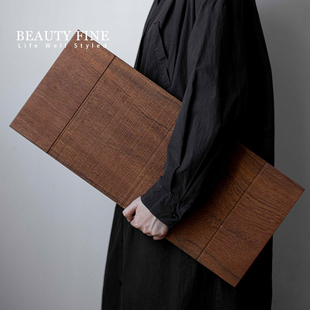 柏斐家饰 缅甸柚木茶盘 纯实木锯齿纹茶托盘 干泡茶台侘寂风壶承