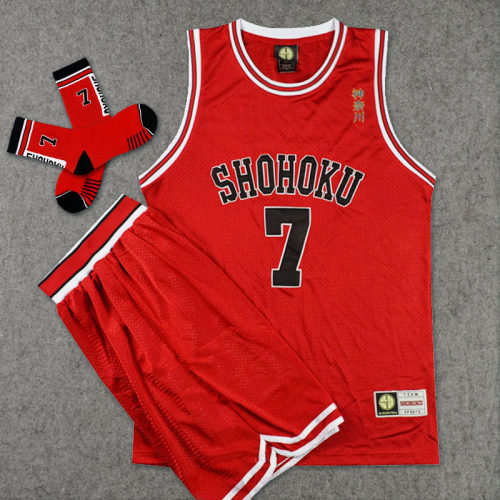 灌篮高手刺绣湘北红色篮球服套装