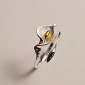 925银新中式 国风马蹄莲戒指女小众设计轻奢款 开口戒指古风气质