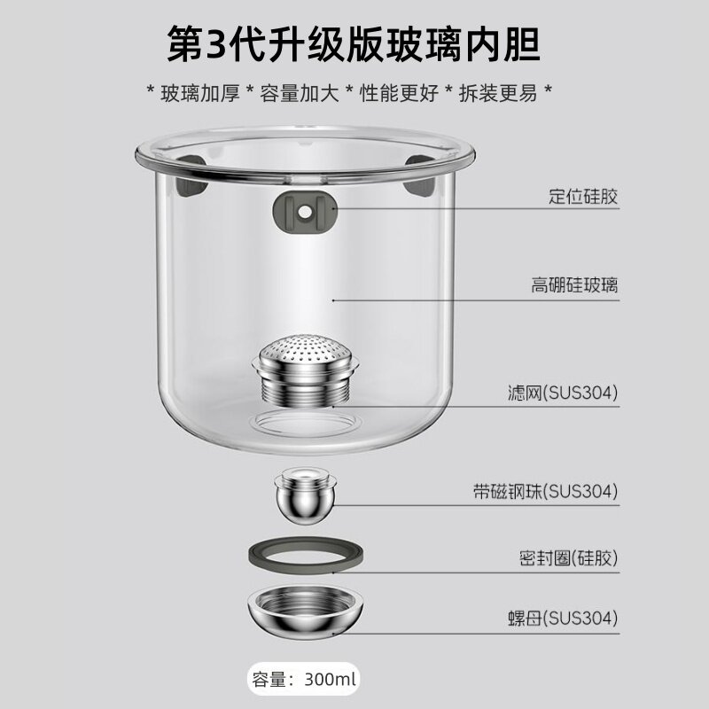 茶方圆升级版零杆泡茶壶玻璃内胆图片
