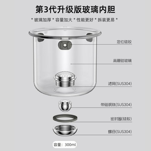 茶方圆升级版零杆泡茶壶玻璃内胆