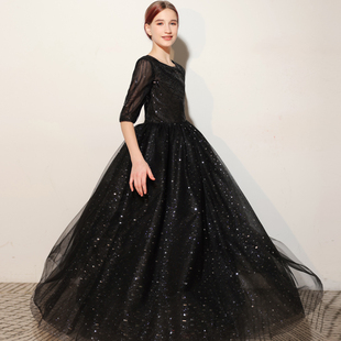 高端女童大提琴音乐会演奏钢琴考级主持人舞台表演出晚礼服秋冬款