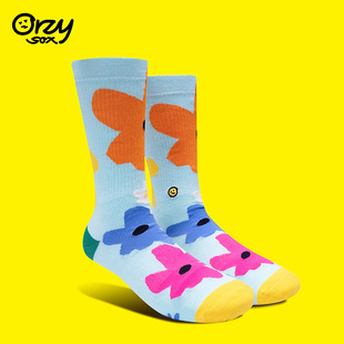 彩色小花运动休闲袜子 Orzysox 小清新潮流情侣校园ins corade