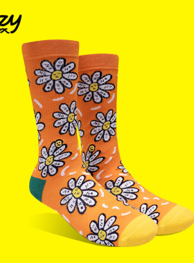 corade X Orzysox 橘色小花运动休闲袜子 小清新情侣校园
