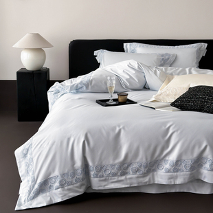 全棉100s轻奢高档纯棉四件套全棉高支数超柔软床上用品被套床单款