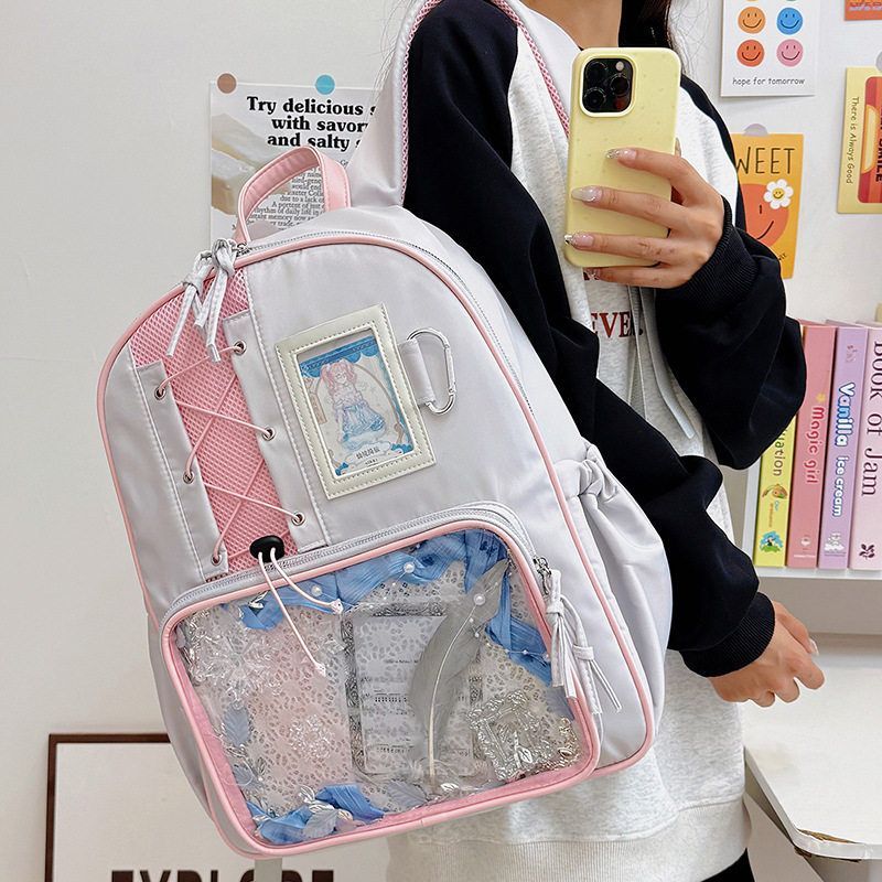 2025新款痛包双肩包少女透明简约小学初中生学生书包高颜值旅行包