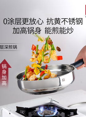 德国双立人钛锅深煎锅抗黄0涂层家用炒菜电磁炉通用Silver银光系