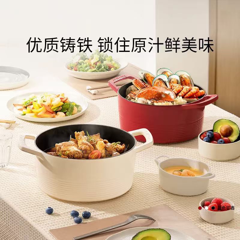 德国双立人龙铸铁锅珐琅锅家用蒸锅炖锅煲汤多功能珐琅铸铁锅20cm