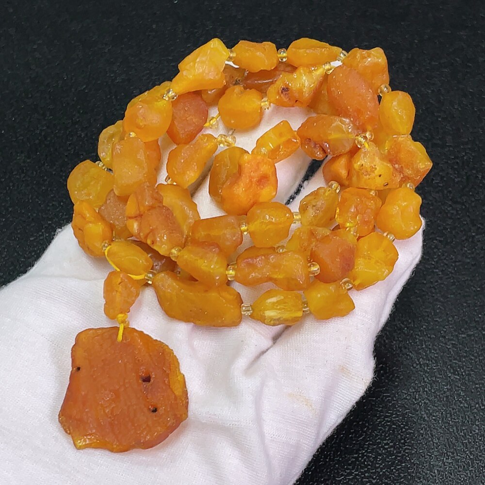 蜜蜡随形海飘料项链31.5克
