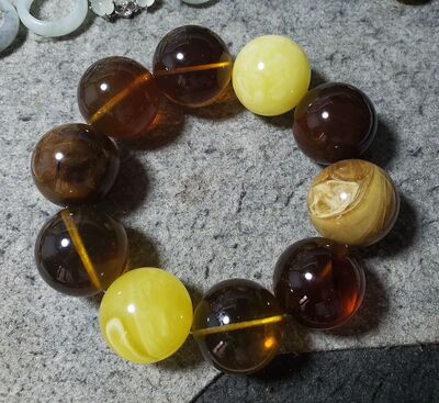 琥珀 蜜蜡 多宝串 超霸气 圆珠 手串 24-25MM 84.3克
