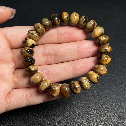 缅甸琥珀根珀溶洞算盘珠鼓珠手串10.8克10MM