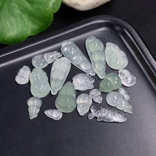 翡翠天然A货冰种镶嵌件一手走打包尺寸见对比