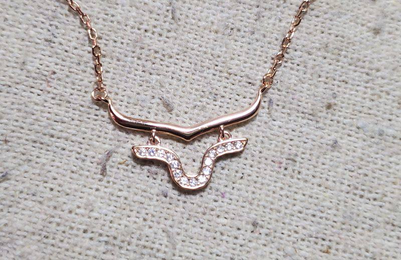 玫瑰金镀金925银牛头款镶嵌项链吊坠链 61-70