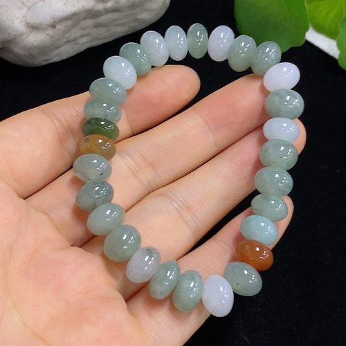 翡翠天然A货算盘珠隔片手串多宝串9.5MM