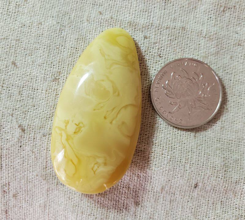 蜜蜡白蜡白花蜡天然原矿牌子小吊坠镶嵌款无孔 11.4克58MM