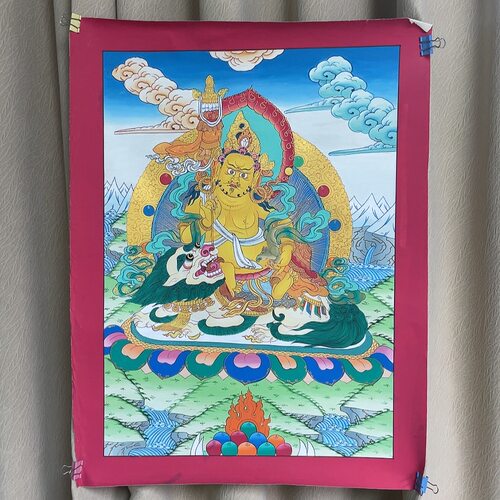 尼泊尔纯手绘唐卡60*45MM左右黄财神