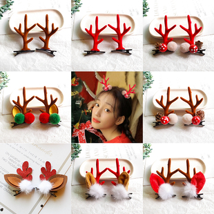 圣诞节鹿角发夹小卡子大人搞怪网红发卡森女系发饰麋鹿头饰装饰品