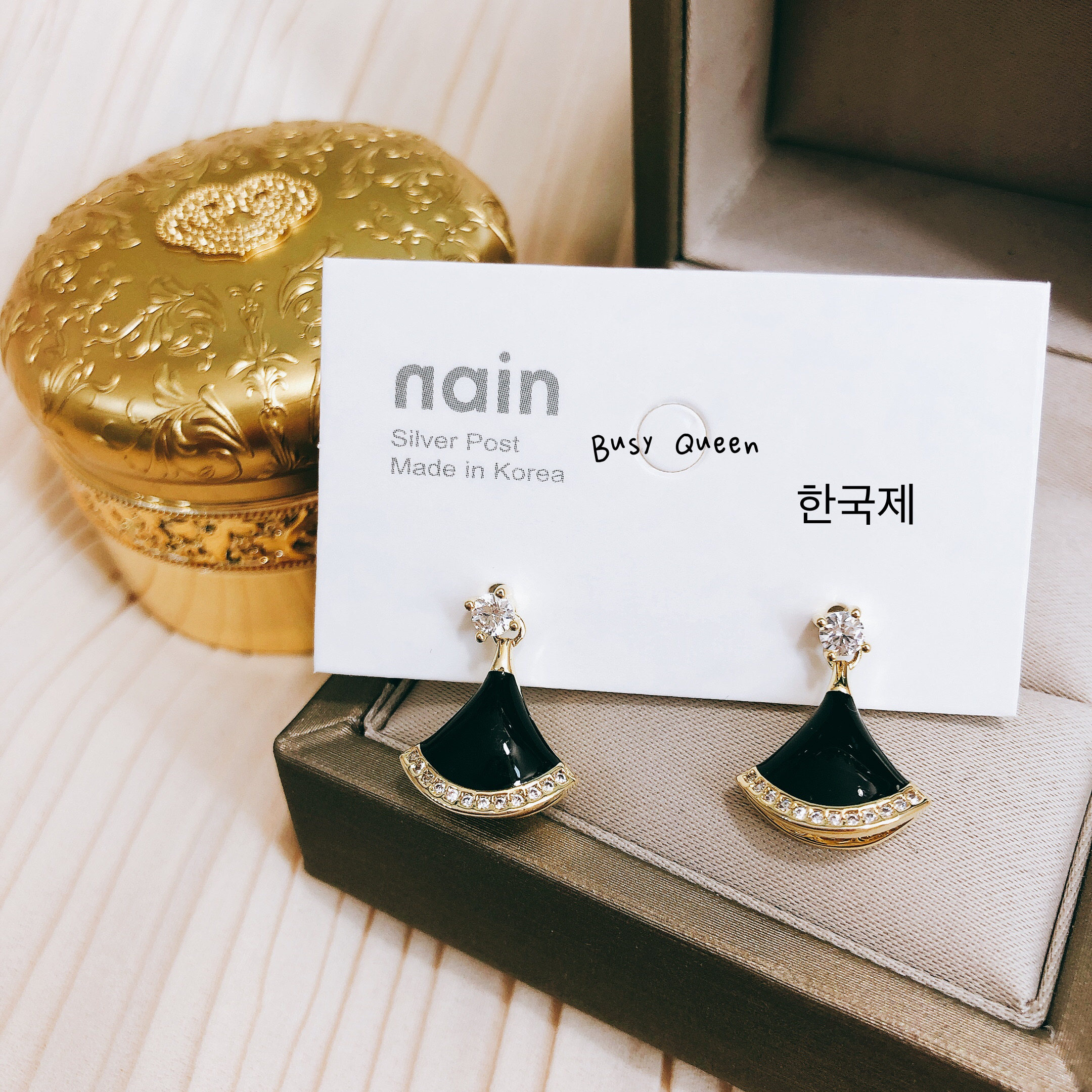 韩国东大门法式复古简约欧美锆石微镶满钻日韩925银针耳钉耳环