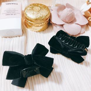 韩国进口东大门丝绒高级感蝴蝶结迷你少女心金智秀发夹边夹抓夹