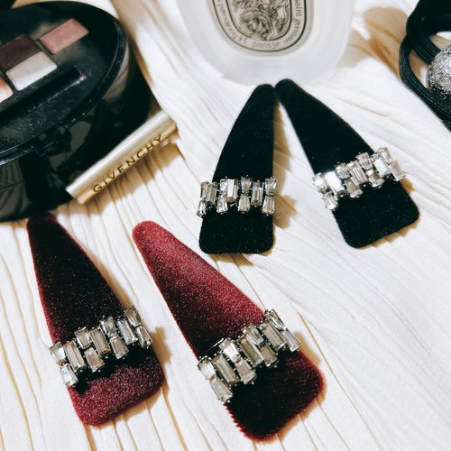 韩国进口东大门丝绒小香风闪现bling发夹边夹刘海夹