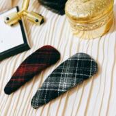 韩国进口东大门格子英伦布艺韩剧金智秀同款 碎发夹边夹刘海夹