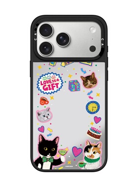 Lin小黑猫手机壳适用iPhone17ProMax苹果16PM可爱卡通创意14PM潮牌同款磁吸Magsafe11镜面13男女12防摔保护壳