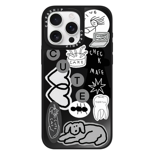 CE适用苹果15iPhone14plus16黑色镜面13promax磁吸ABC字母艺术xr手机壳12防摔11新款xs高级感17保护套三星