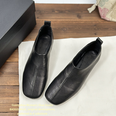 原单品质~DVN26早春极简风真皮僧尼鞋女一脚蹬平底奶奶鞋百搭单鞋