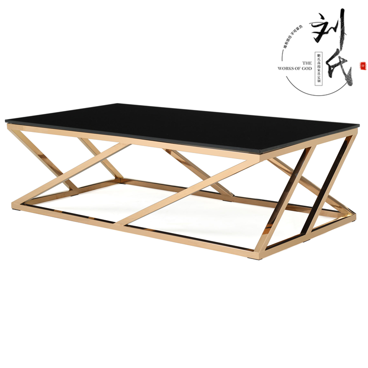 北欧设计师实木黑色桌面金色不锈钢长方形茶几北欧港式时尚茶几|ruв категории жилой мебели, несколько видов, чайный столик - от Buy2taobao.com для оказания профессиональной услуги покупки агента Taobao
