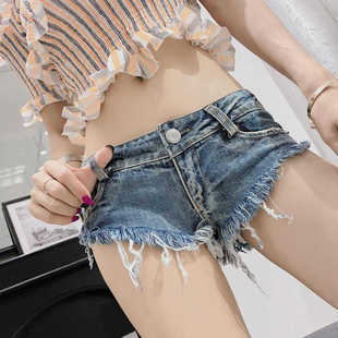 纯欲辣妹性感低腰翘臀热裤显腿长磨毛三角牛仔超短裤女团蹦迪舞蹈