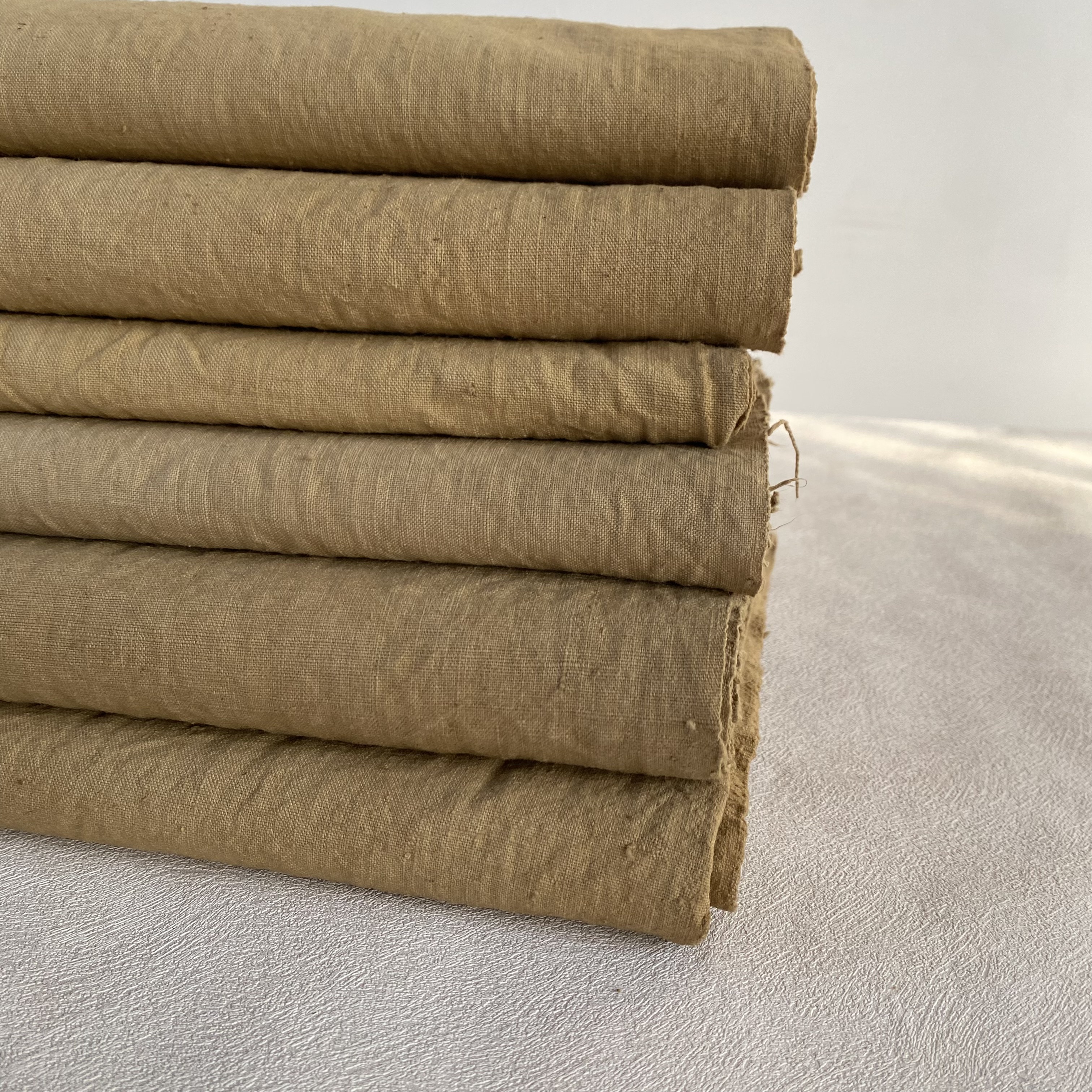 植物染布料 草木染布料 纯手工 植物染老土布 手织老粗布