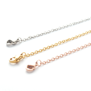 不锈钢链条女士项链DIY饰品配链玫瑰金锤扁O字链金色十字链