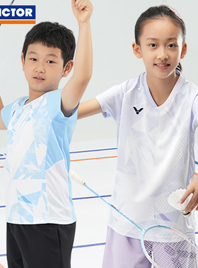 VICTOR威克多羽毛球服胜利儿童款吸湿排汗针织运动短袖T恤T-62017