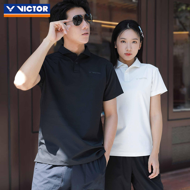 VICTOR威克多羽毛球服胜利中性款短袖透气运动梭织POLO衫S-60039