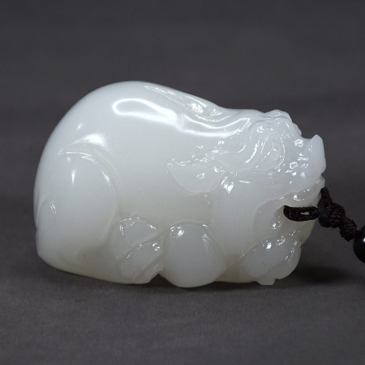 捡漏拍卖天然和田玉貔貅手把件男 玉石男士随身把玩物件玉白玉