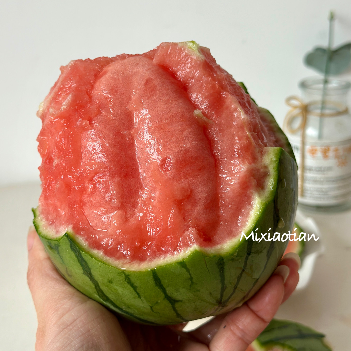 米小田 6.15下架 顺丰山东珍珠红蜜手扒冰糖巴掌西瓜皮薄脆甜头茬