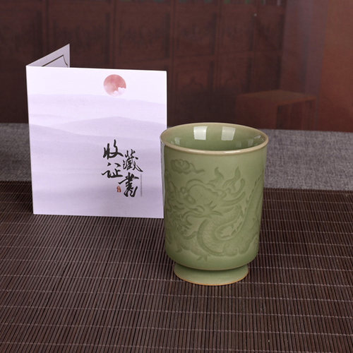 青瓷李国文手工杯龙凤杯
