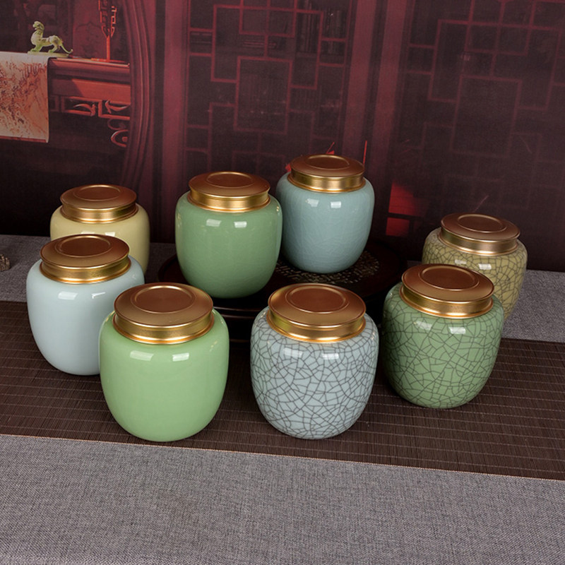 精品青瓷大冬瓜茶叶罐