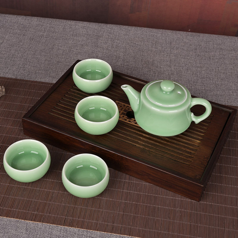 青瓷一壶四杯旅行功夫茶具套装