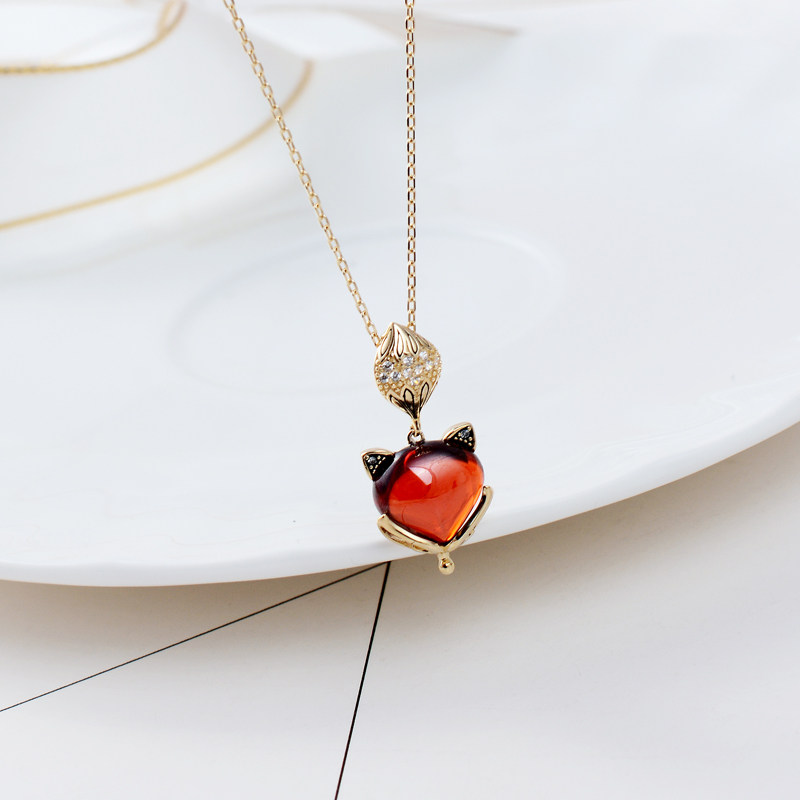 项链女925纯银轻奢小众2024年新款高级感锁骨链狐狸夏季生日礼物