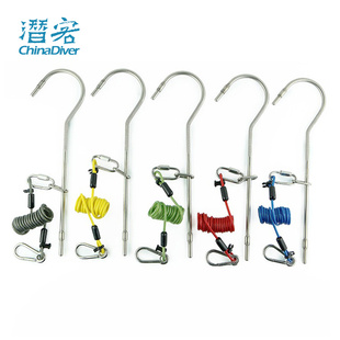 備 GearPro潛水單頭流鉤叮叮棒二合一組合工具316不銹鋼探棒水肺裝
