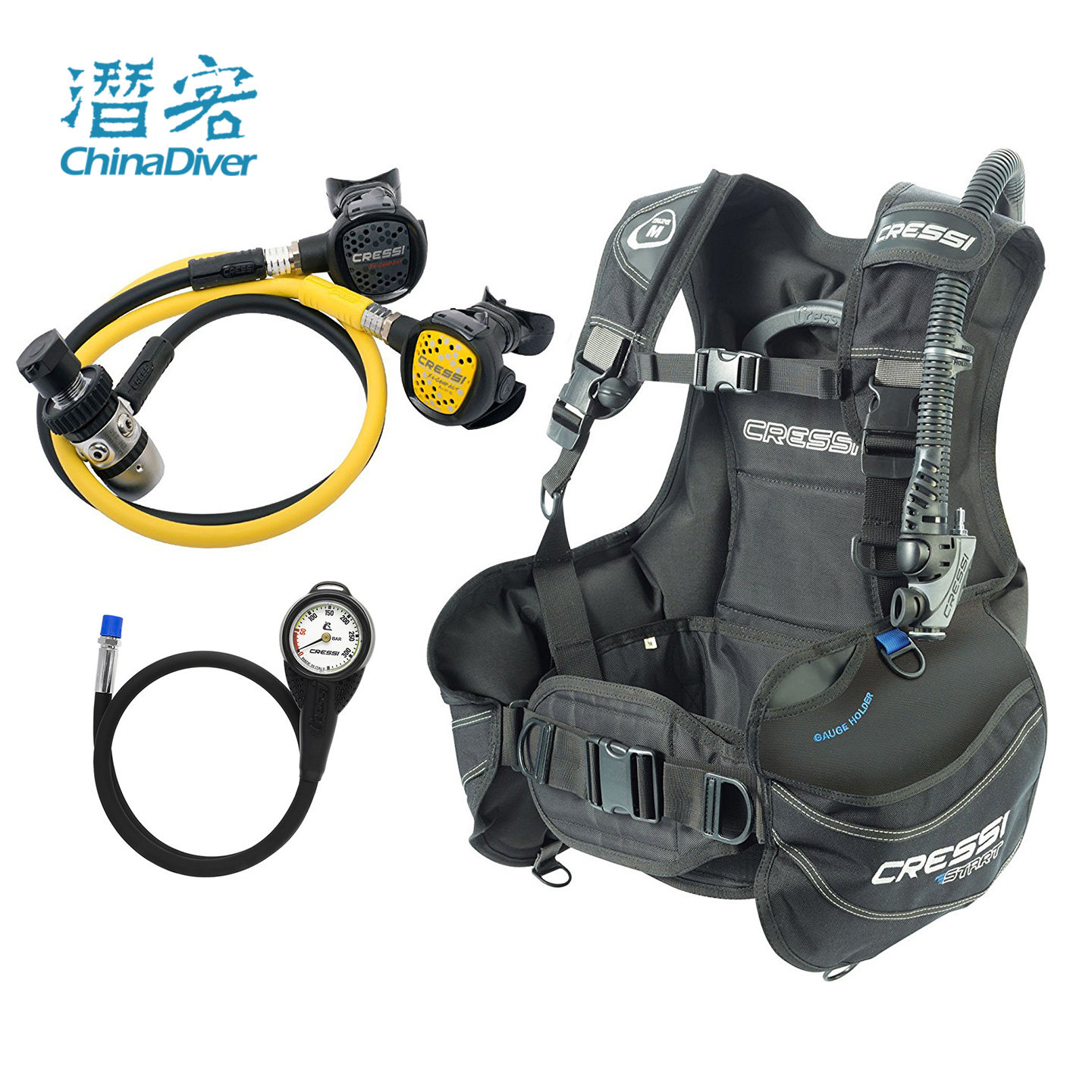 Cressi Start BCD浮力背心潜水呼吸调节器套装深潜全套装备科越思