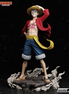 《航海王》蒙奇·D·路飞(含支撑)Tanuki版 已分件 3D模型Stl文件