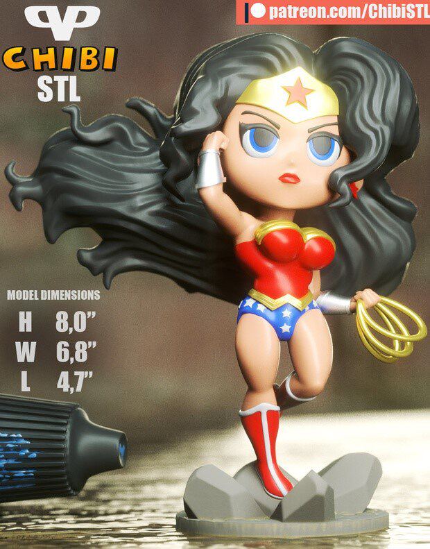 q版神奇女侠wonder woman 3d打印模型stl数据文件