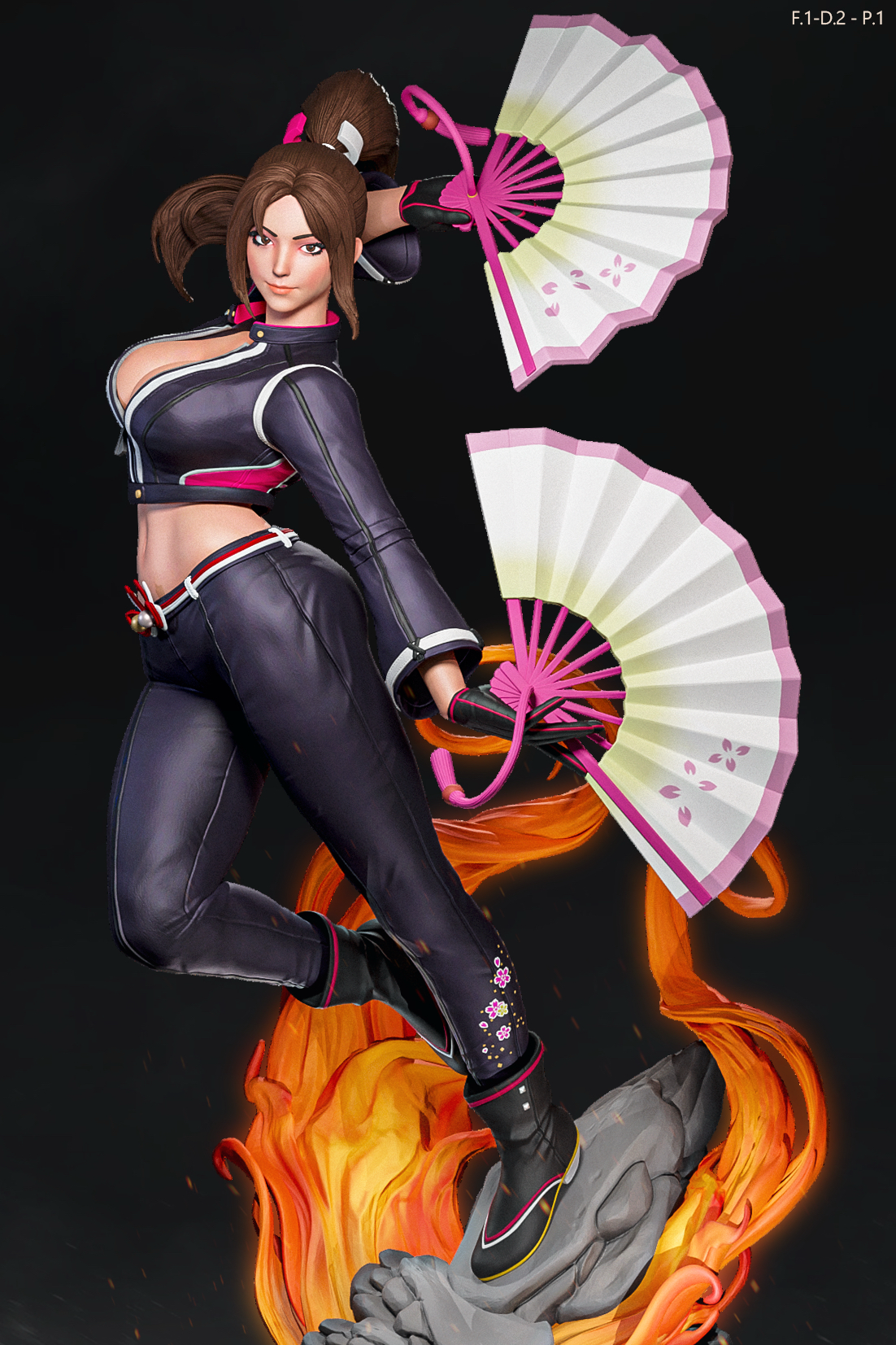 不知火舞(黑衣含双体) 已分件 3D模型Stl文件