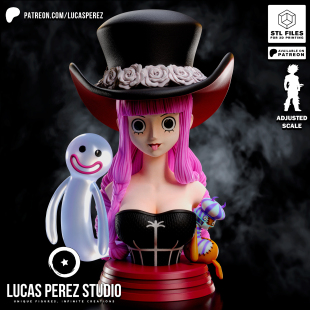 《海贼王》佩罗娜半身像 LucasPerez版 已分件 3D模型Stl文件